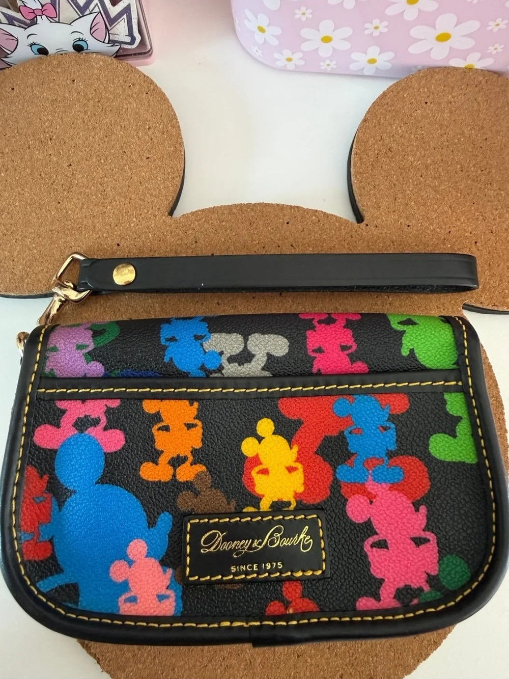 Dooney And Bourke Multicolor Mickey Print Crossbody Wristlet -